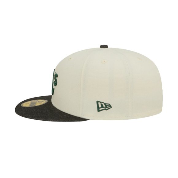 New Era Oakland Athletics Black Denim 59FIFTY Fitted Hat Chrome White - Picture 5 of 7